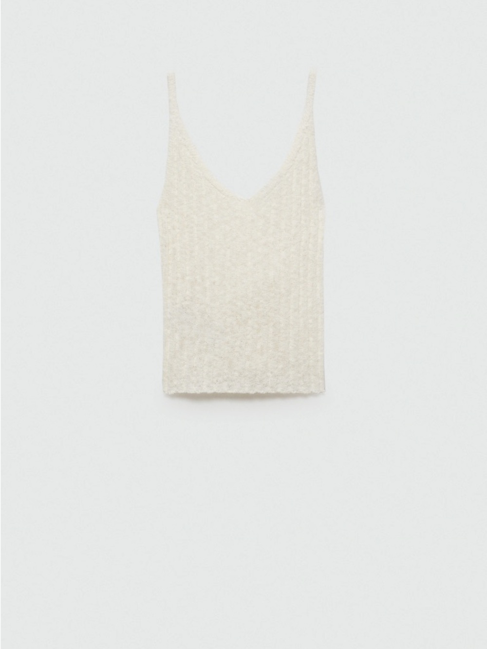 Mango V-Neck Knit Tank Top in Cream - Picture 2 of 7